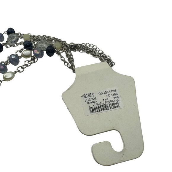 Dressbarn Multi-Chain Beaded Necklace With Pearls & Crystals in Blue - Picture 4 of 4